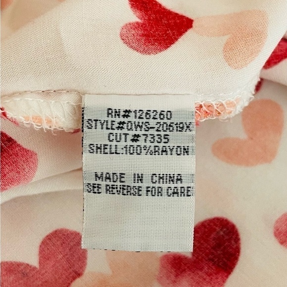 Velvet Heart | Elisa Heart Print Shirt Button Front V Neck Roll Tab Sleeves - Picture 7 of 8